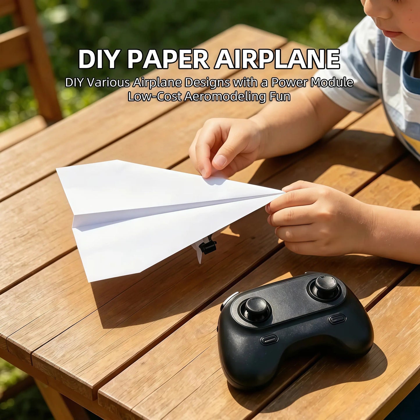 Hotfree Power-Up RC papirflysett med gyrostabilisator – DIY elektrisk fjernstyrt fly med doble propeller, lett sammenleggbar flygende STEM-leke
