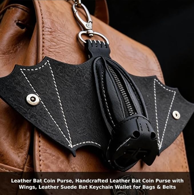 Lommebok i skinn med gotisk design og flaggermus🦇