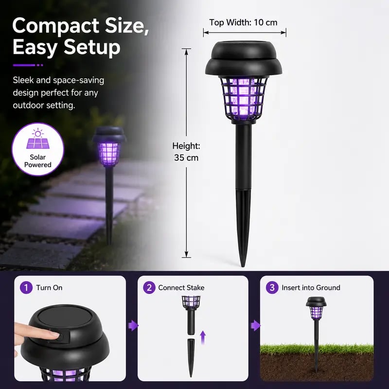 🏠Sommerens essensielle ting🦟Soldrevet UV-myggdreperlampe