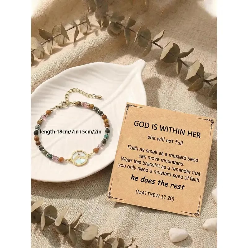✝️ «Tro som et sennepsfrø»-armbånd – Matteus 17:20 Inspirerende kristent armbånd