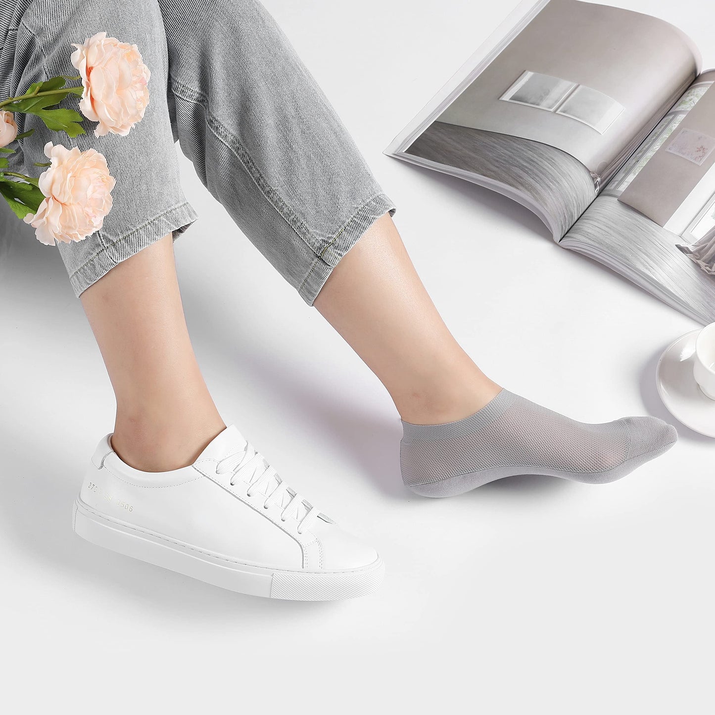 🔥 Pakke med 3 par usynlige sokker med sklisikker såle 🧦 – Pustende, lavskåret design med sklisikker og svetteabsorberende egenskaper