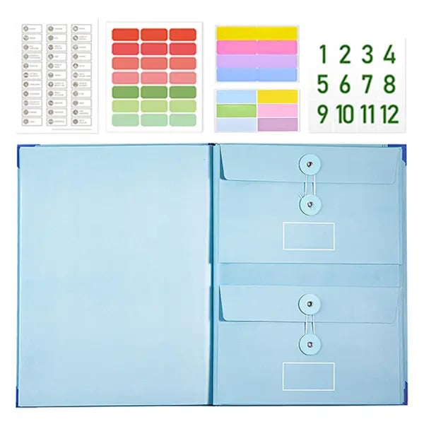 📂 Manila Pocket Accordion File - Passports, Birth Certificates & Home/Office Docs