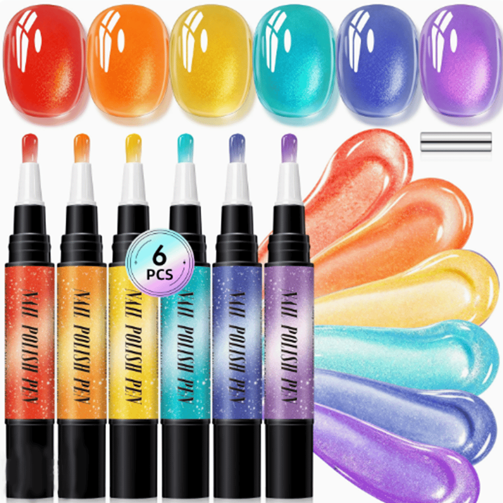 💅 6-delers sett med gel-neglepenn for negledekorasjon i ett trinn – salongkvalitet hjemme