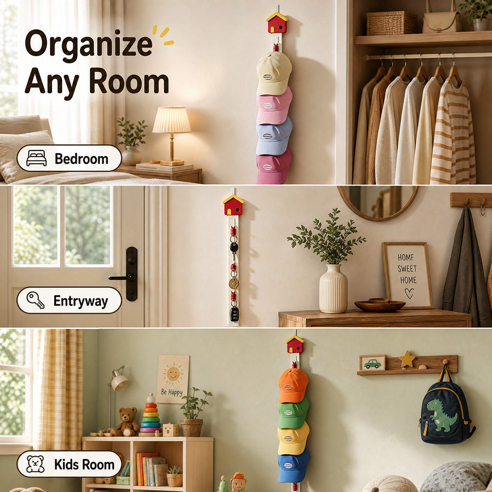 🏡Søt oppbevaringsrem for hatter i form av et hus