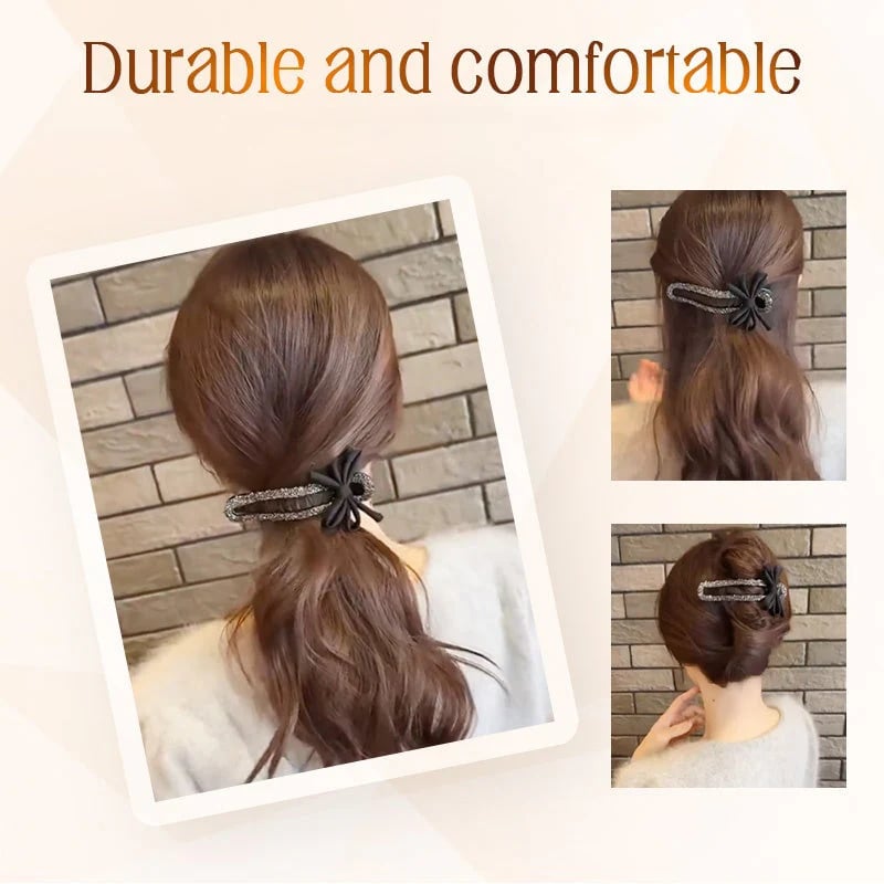 Glitrende elegante hårspenner med svart sløyfe