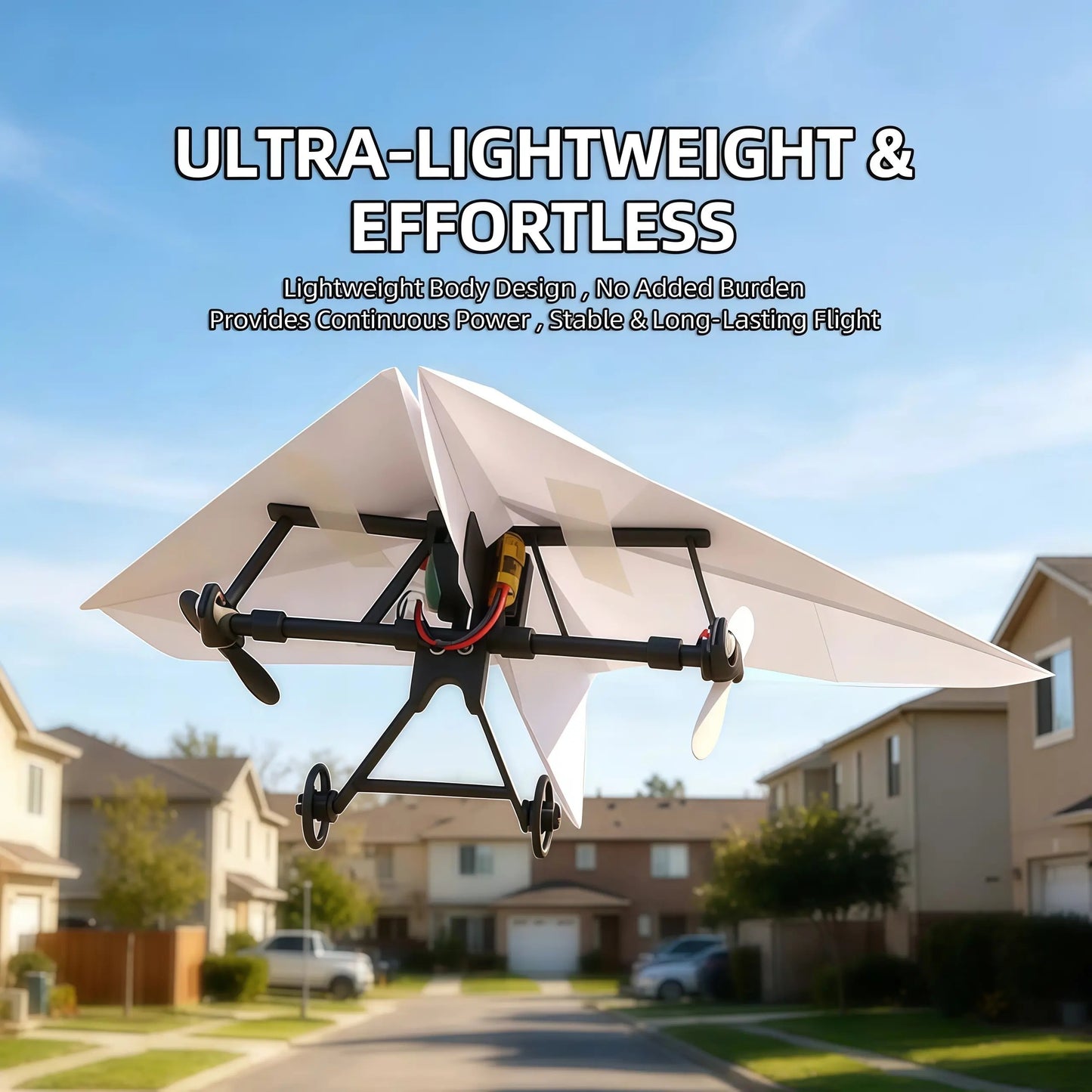 Hotfree Power-Up RC papirflysett med gyrostabilisator – DIY elektrisk fjernstyrt fly med doble propeller, lett sammenleggbar flygende STEM-leke