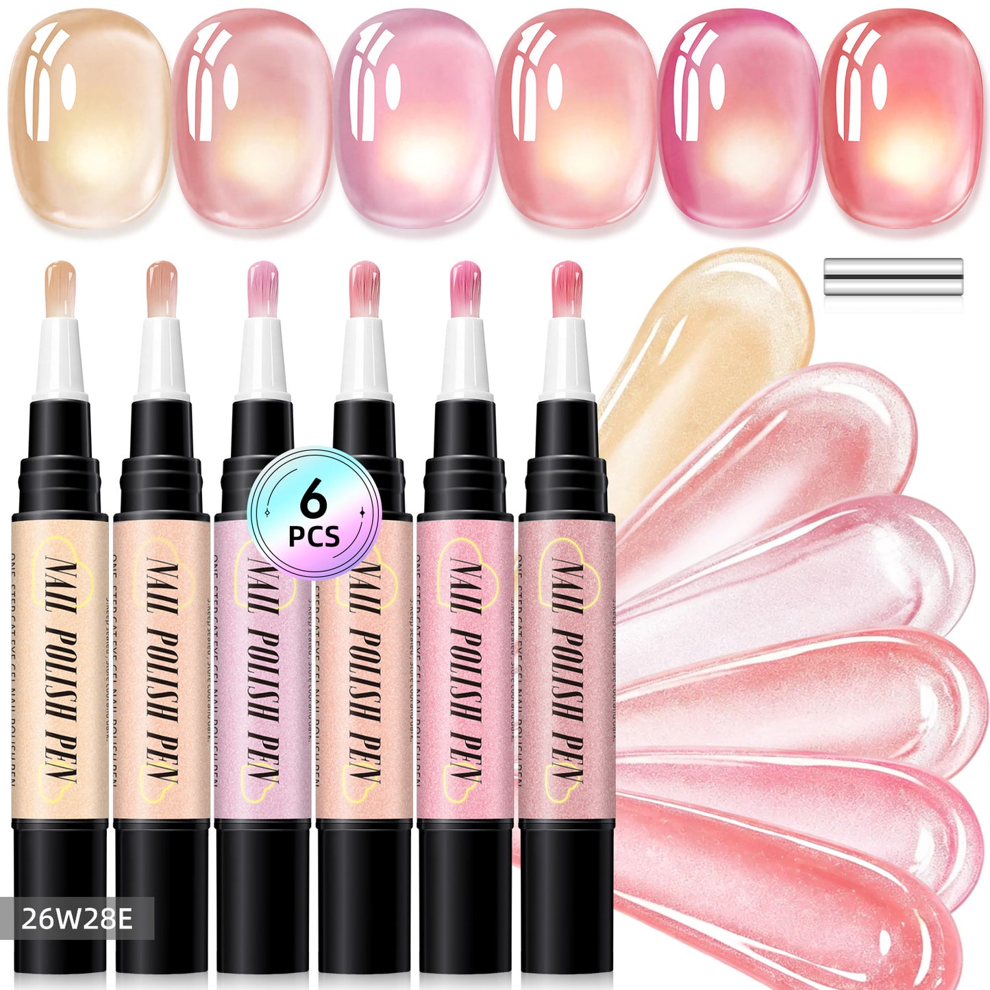 💅 6-delers sett med gel-neglepenn for negledekorasjon i ett trinn – salongkvalitet hjemme