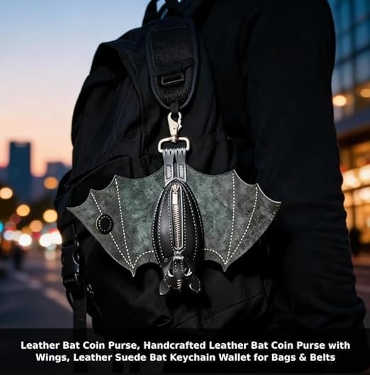 Lommebok i skinn med gotisk design og flaggermus🦇