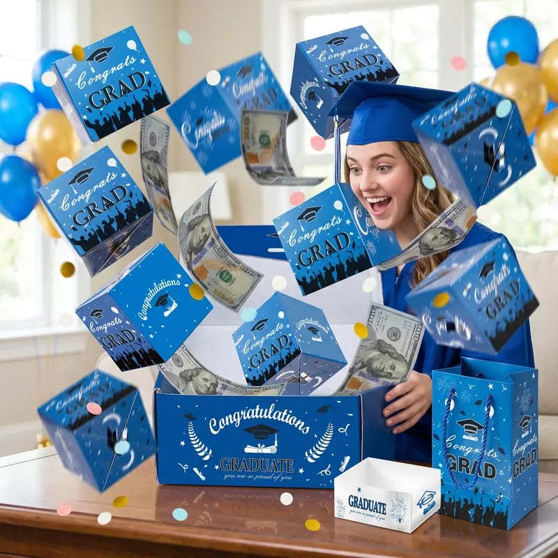 🎓🎁Overraskelses-pop-up-gaveeske til skoleavslutningen 2026 | Kreativ, sammenleggbar luksuseske✨