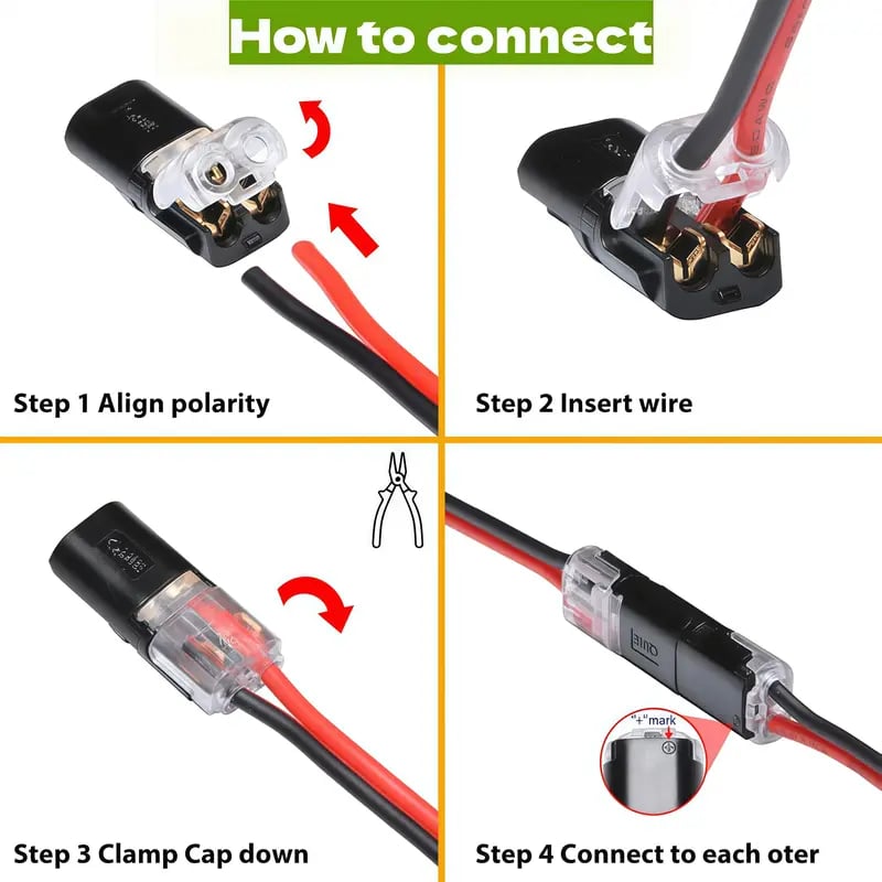 Rask kabelforbindelse🔌Dobbel kabelforbindelse LED-lyskjedeforbindelser 2 pinner