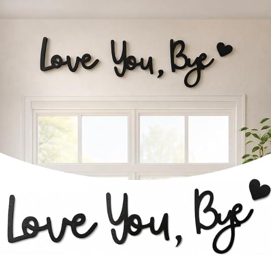 "Love you Bye" ✨Dekorativt veggskilt i tre – uten å skade veggen