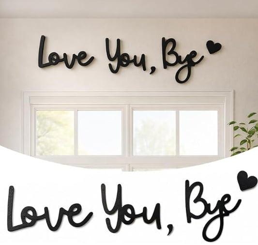 "Love you Bye" ✨Dekorativt veggskilt i tre – uten å skade veggen