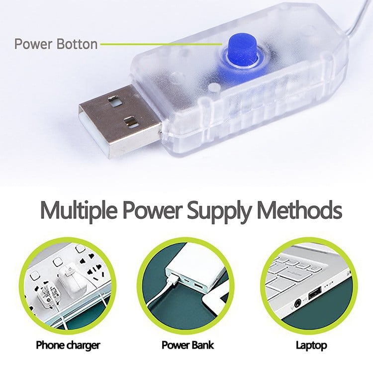 🎁Spesialtilbud til jul, få 49 % rabatt!🎅LED-lyslenke, USB-drevet LED-lysgardin for gaveinnpakning