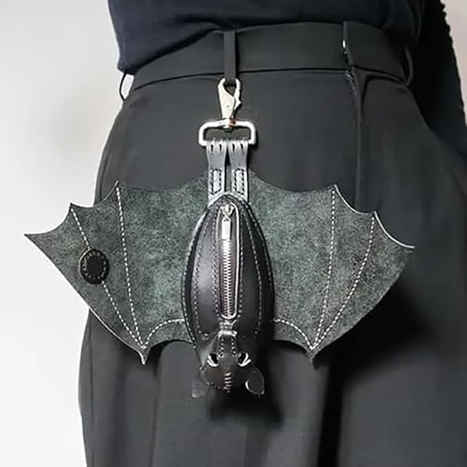 Lommebok i skinn med gotisk design og flaggermus🦇