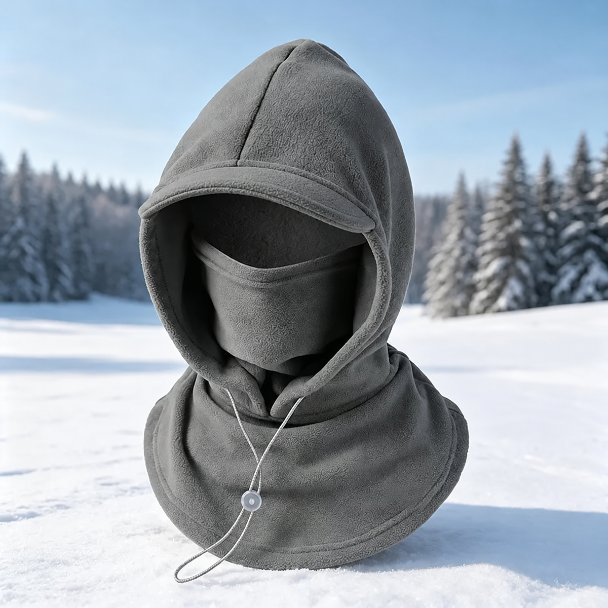 ❄️ Vintermaske med hette – Vindtett fleece-balaklava for friluftsliv