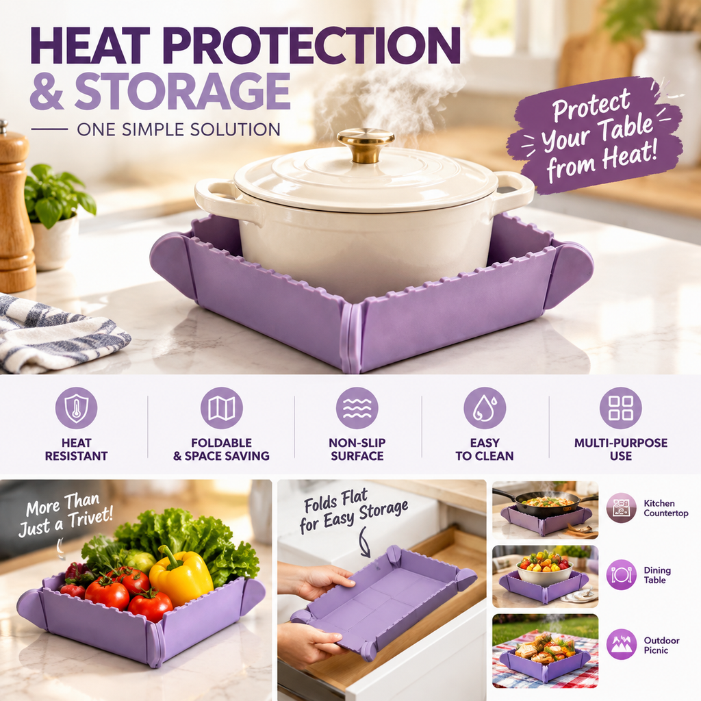 🎁Limited time 49% OFF🍳Magnetic Silicone Trivet 🧲 | Foldable Pot Mat & Small Kitchen Tray