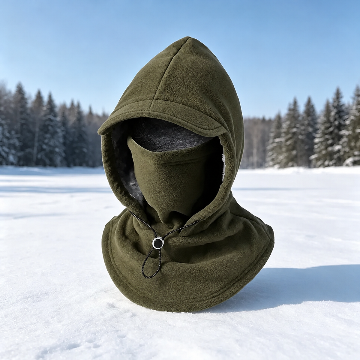 ❄️ Vintermaske med hette – Vindtett fleece-balaklava for friluftsliv