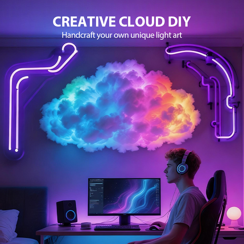 ⏳Begrenset tilbud⏰DIY LED «Storm Cloud» lysdekorasjon med USB-strømforsyning🌈☁️