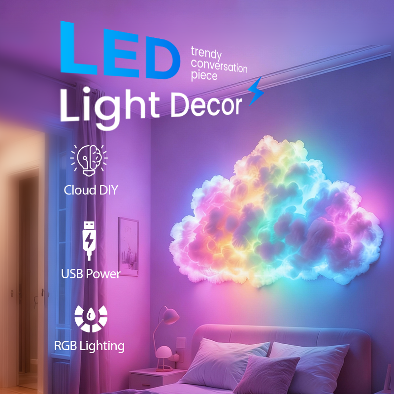 ⏳Begrenset tilbud⏰DIY LED «Storm Cloud» lysdekorasjon med USB-strømforsyning🌈☁️