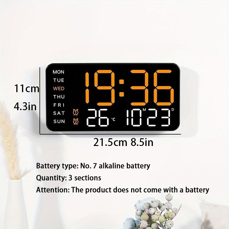 Stor digital veggklokke med LED-display, datovisning og termometer, perfekt gave til eldre, dekorasjon til stuen og soverommet
