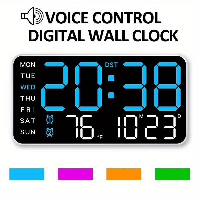 Stor digital veggklokke med LED-display, datovisning og termometer, perfekt gave til eldre, dekorasjon til stuen og soverommet