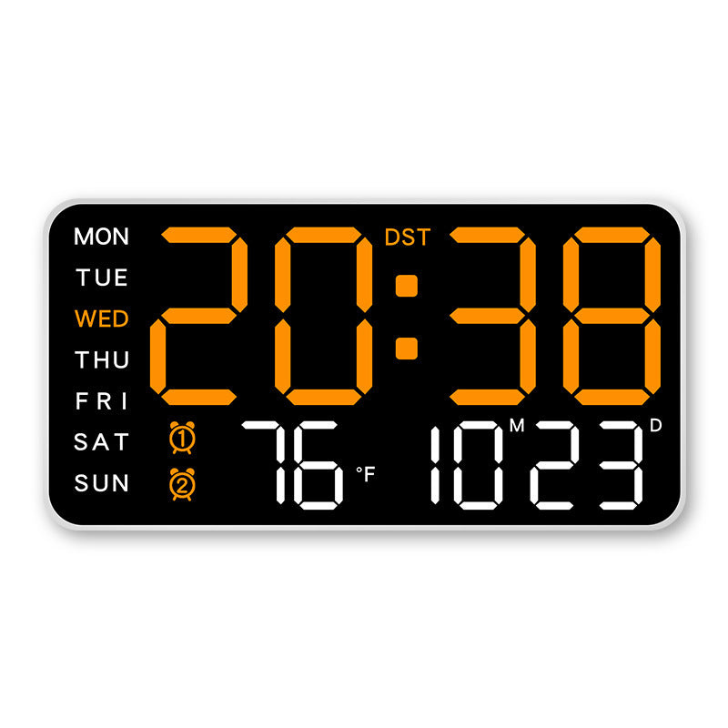 Stor digital veggklokke med LED-display, datovisning og termometer, perfekt gave til eldre, dekorasjon til stuen og soverommet