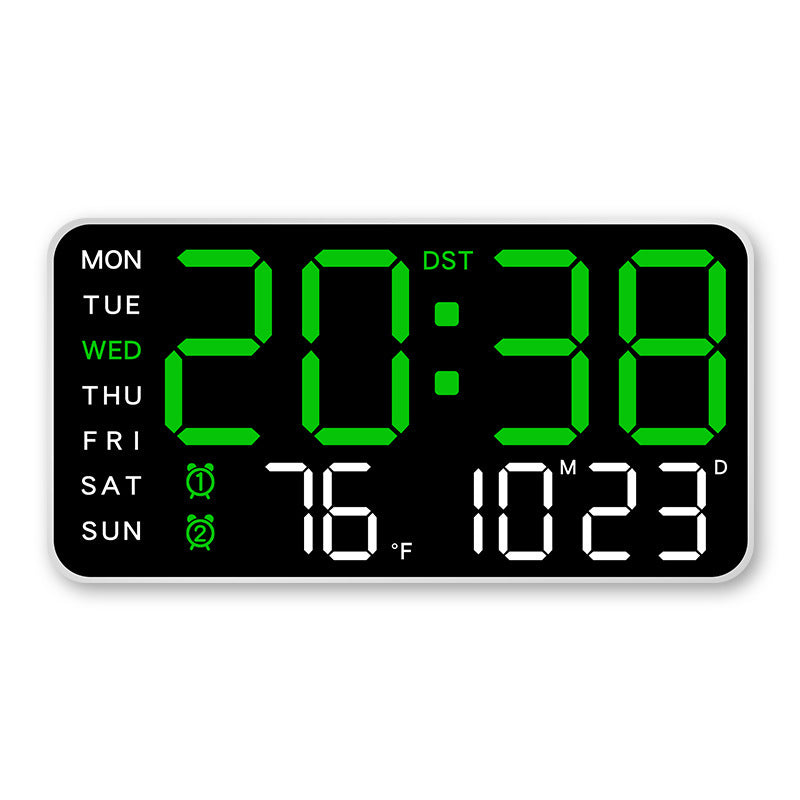Stor digital veggklokke med LED-display, datovisning og termometer, perfekt gave til eldre, dekorasjon til stuen og soverommet