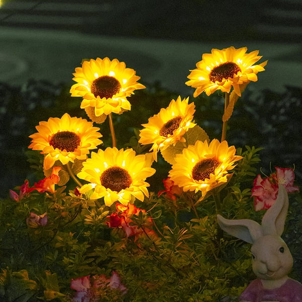 🌻☀️ Vanntette solcellelamper – Realistiske kronblader, IP65-klassifisert og værbestandig, lyser automatisk i 8–12 timer ☀️🌻