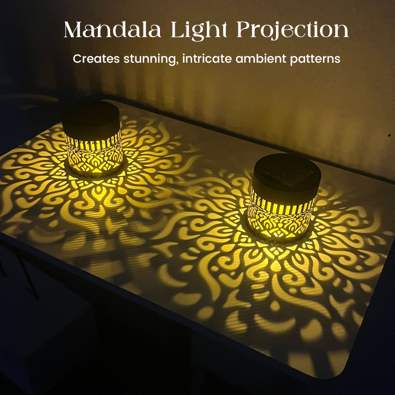 ☀️ Solcelledrevet mandala-lampe for hage og uteplass – 2-i-1 gulv- og vegglampe – Dekorativ belysning med vintage-effekt – Rustfri og holdbar