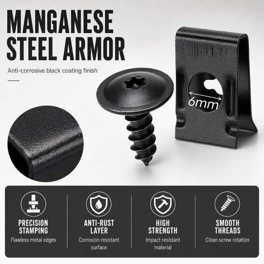 🔩🚗 Universalsett med U-formede metallklemmer og skruer til biler – Slitesterke, rustbestandige og i mange forskjellige størrelser – Perfekt til bilbekledning, paneler og reparasjoner av interiøret 🔧