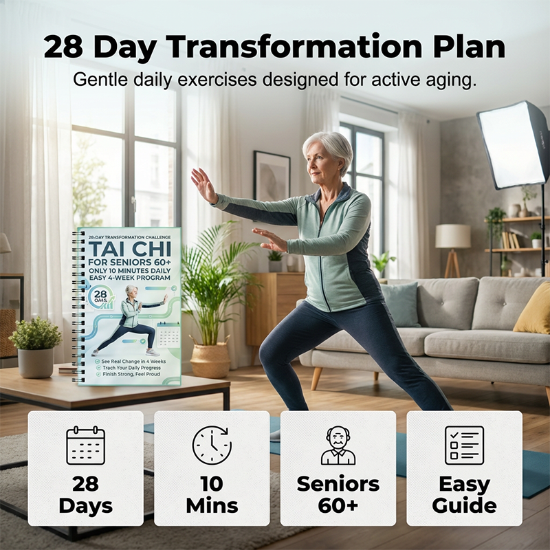 📘50 % RABATT NÅ! 🧘 Tai Chi-øvelsesbok for eldre og nybegynnere – 28-dagers program, 10 minutters daglige øvelser og nybegynnervennlige bevegelser – perfekt for styrke, balanse og avslapning 🌿✨