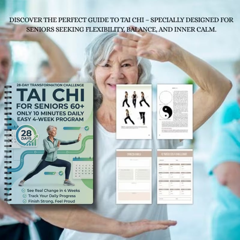 📘50 % RABATT NÅ! 🧘 Tai Chi-øvelsesbok for eldre og nybegynnere – 28-dagers program, 10 minutters daglige øvelser og nybegynnervennlige bevegelser – perfekt for styrke, balanse og avslapning 🌿✨