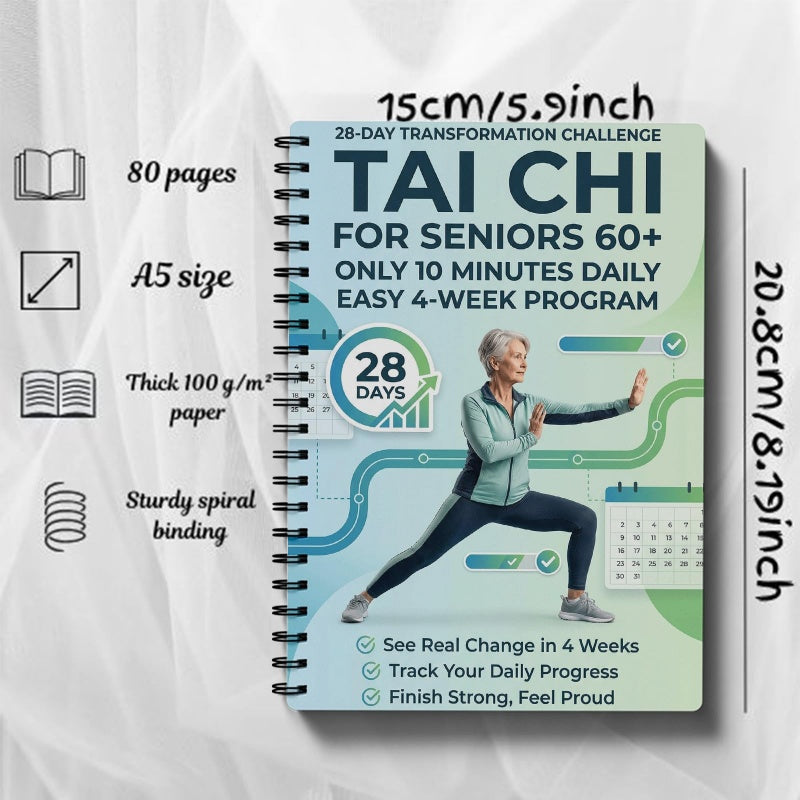 📘50 % RABATT NÅ! 🧘 Tai Chi-øvelsesbok for eldre og nybegynnere – 28-dagers program, 10 minutters daglige øvelser og nybegynnervennlige bevegelser – perfekt for styrke, balanse og avslapning 🌿✨